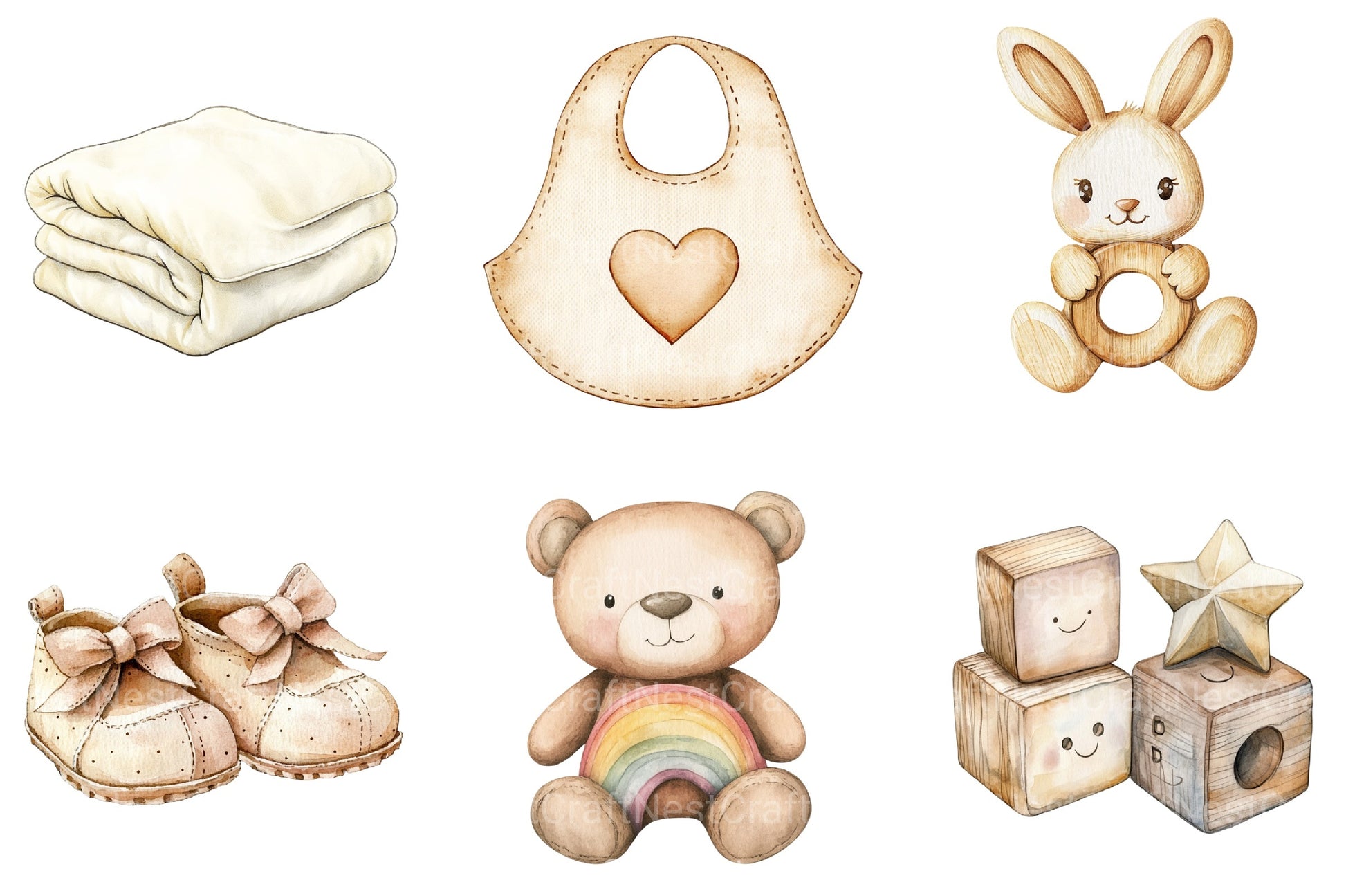 Neutral Baby Clipart Bundle - CraftNest - Digital Crafting and Art