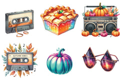 80s Retro Autumn Clipart Bundle 2 - CraftNest - Digital Crafting and Art