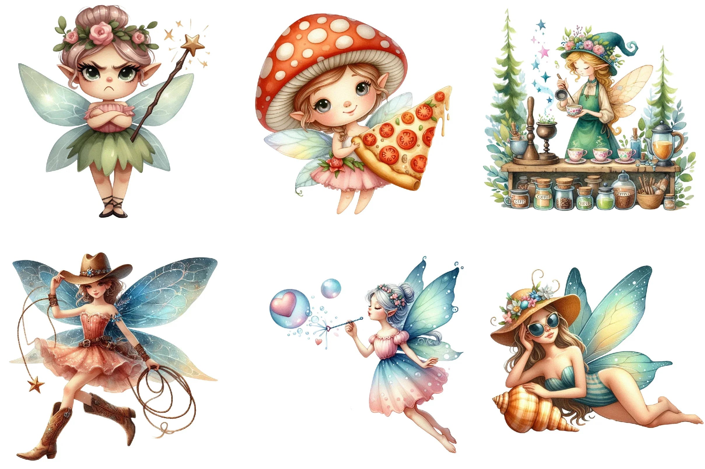 Quirky Funny Fairy Clipart Bundle - CraftNest - Digital Crafting and Art