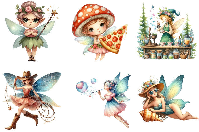 Quirky Funny Fairy Clipart Bundle - CraftNest - Digital Crafting and Art