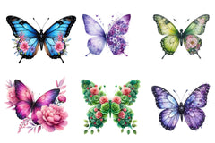 Butterfly Flowers Clipart Bundle - CraftNest - Digital Crafting and Art