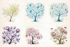 Pastel Spring Trees Clipart Bundle - CraftNest - Digital Crafting and Art