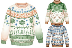 Neutral Christmas Sweater Clipart Bundle - CraftNest - Digital Crafting and Art