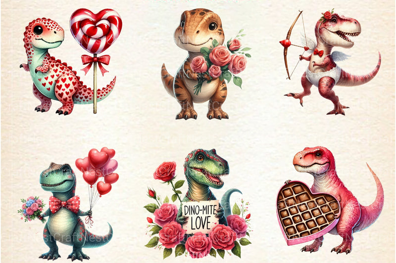 Valentine's Day T-Rex Clipart Bundle 77 - CraftNest - Digital Crafting and Art