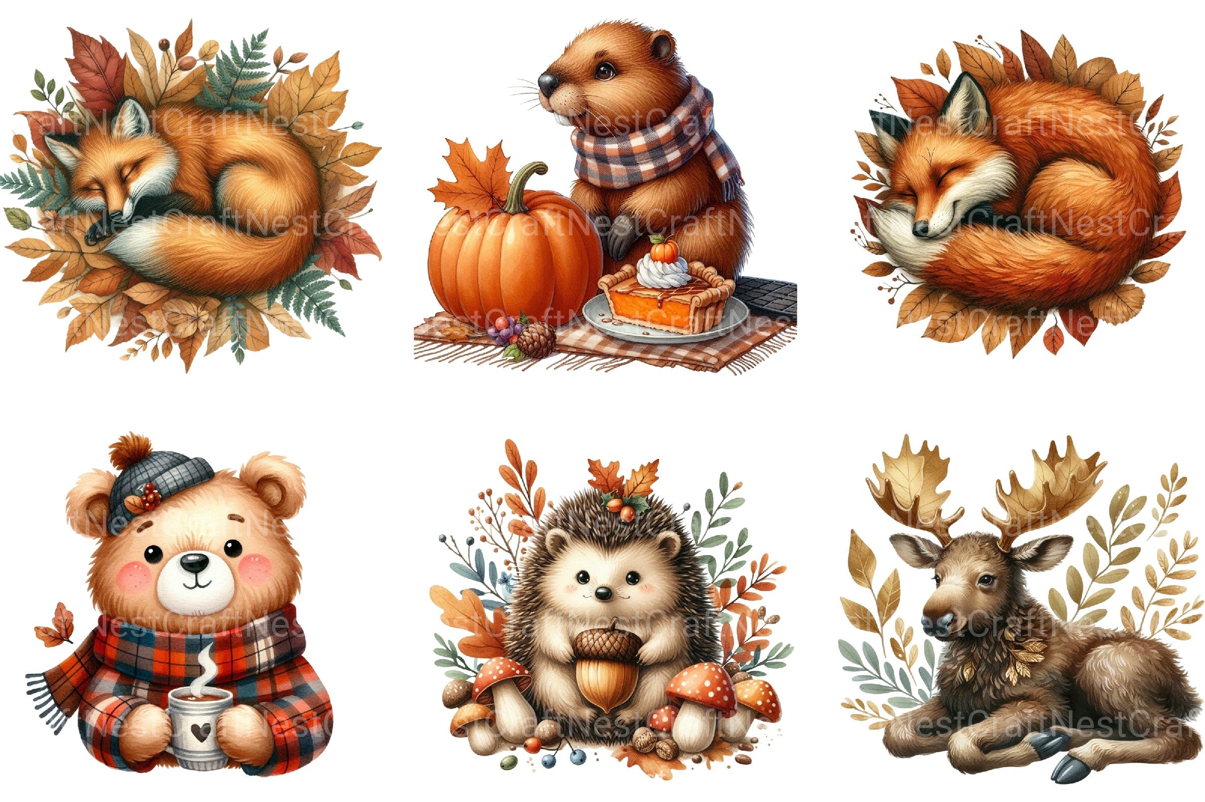 Autumn Animal Fall Clipart Bundle - CraftNest - Digital Crafting and Art
