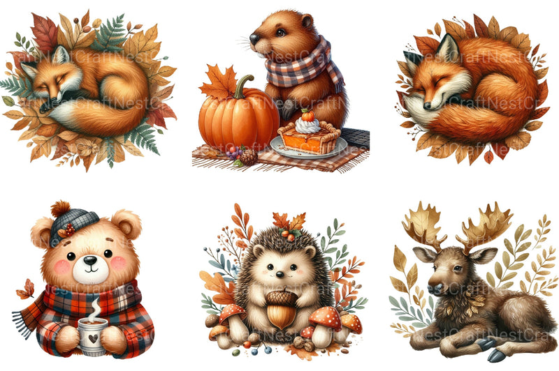 Autumn Animal Fall Clipart Bundle - CraftNest - Digital Crafting and Art