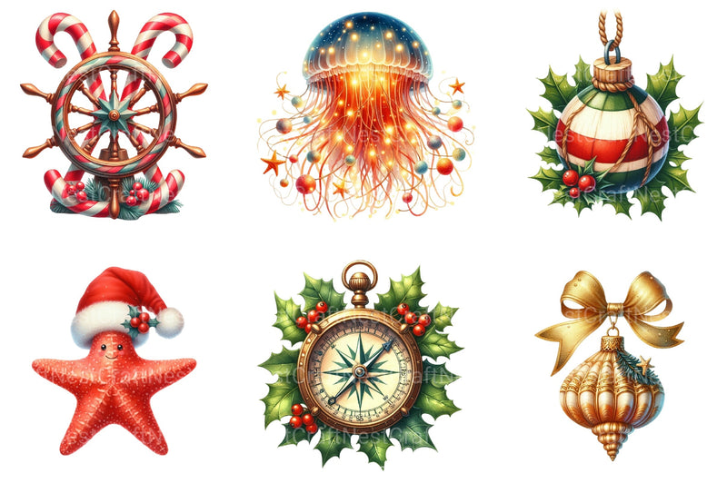 Merry Maritime Christmas Clipart Bundle 1 - CraftNest - Digital Crafting and Art