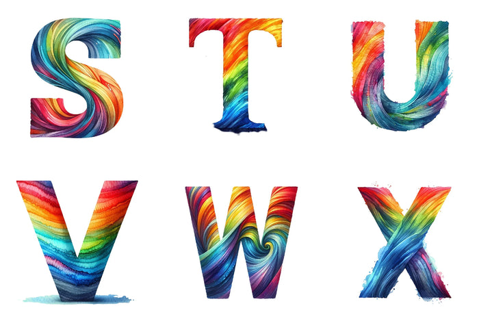 Paint Brush Letters Alphabet Clipart Bundle
