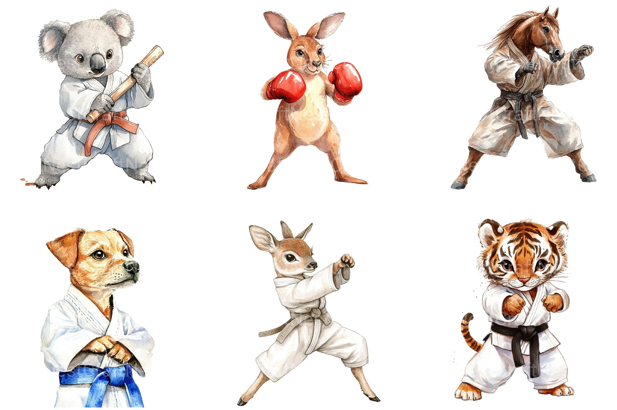 Martial Arts Animals Clipart Bundle - CraftNest - Digital Crafting and Art