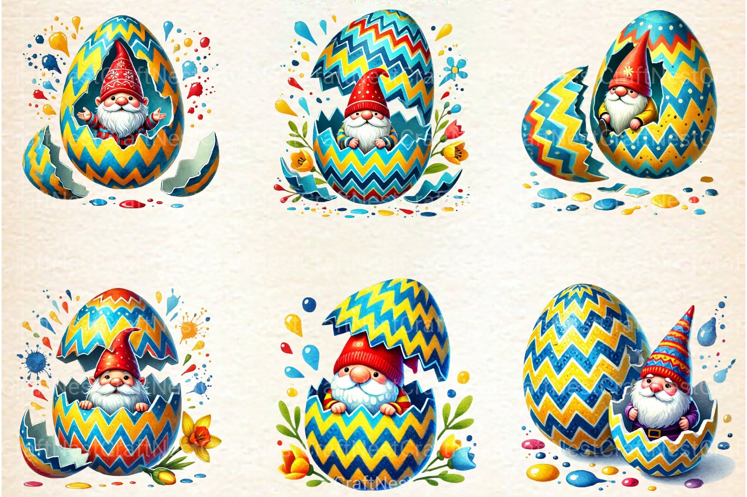 Easter Egg Gnome Clipart Bundle Collection - CraftNest - Digital Crafting and Art