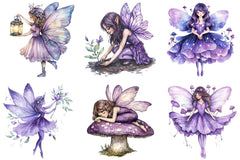 Magical Purple Fairies Clipart Bundle for Gardens - CraftNest - Digital Crafting and Art