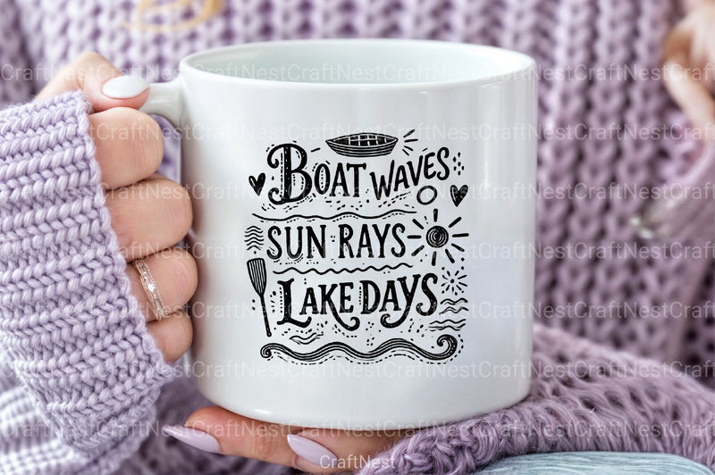 Summer Lake Days Boat Waves Sun Rays Clipart Bundle - CraftNest - Digital Crafting and Art