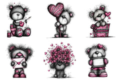 Teddy Bear Valentine Clipart Bundle - CraftNest - Digital Crafting and Art