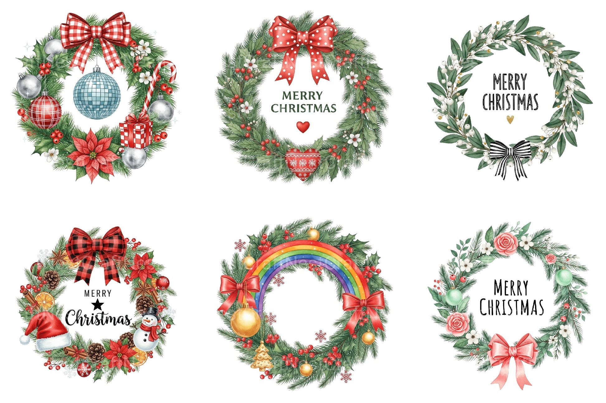 Christmas Wreath Clipart Bundle 1 - CraftNest - Digital Crafting and Art