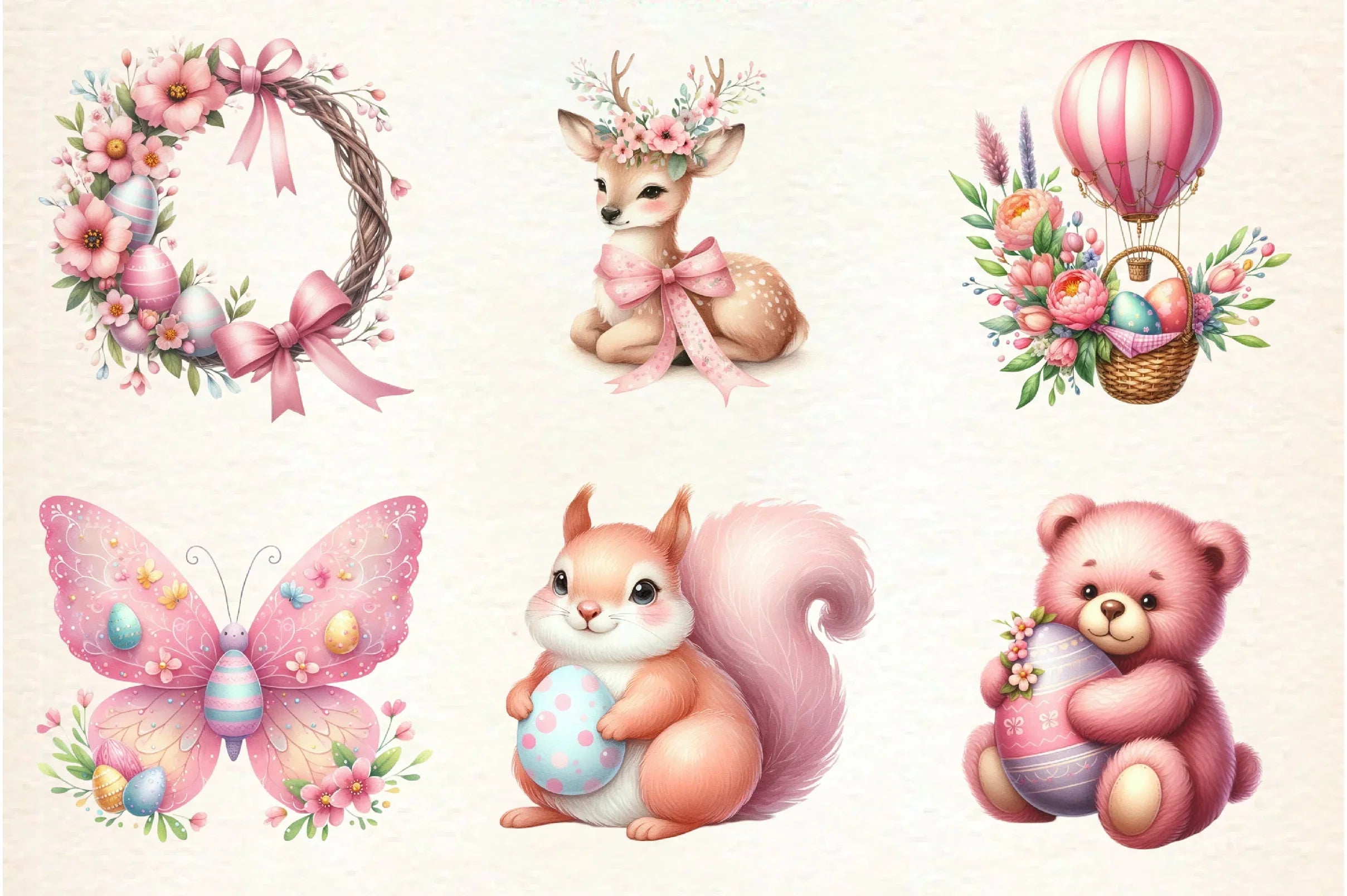 Cute Pink Easter Day Clipart Bundle - CraftNest - Digital Crafting and Art