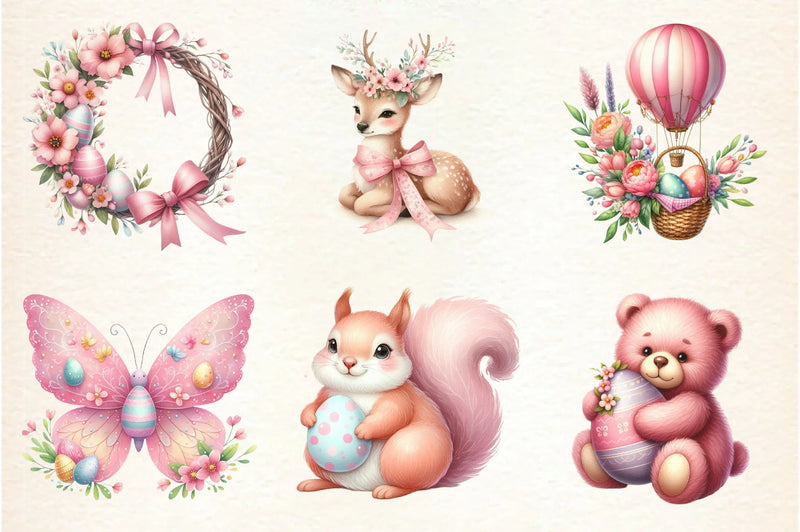 Cute Pink Easter Day Clipart Bundle - CraftNest - Digital Crafting and Art