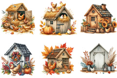 Autumn Chicken Coop Clipart Bundle 13 - CraftNest - Digital Crafting and Art