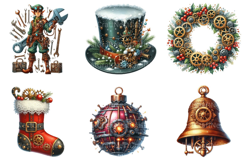 Christmas Steampunk Clipart Bundle - CraftNest - Digital Crafting and Art