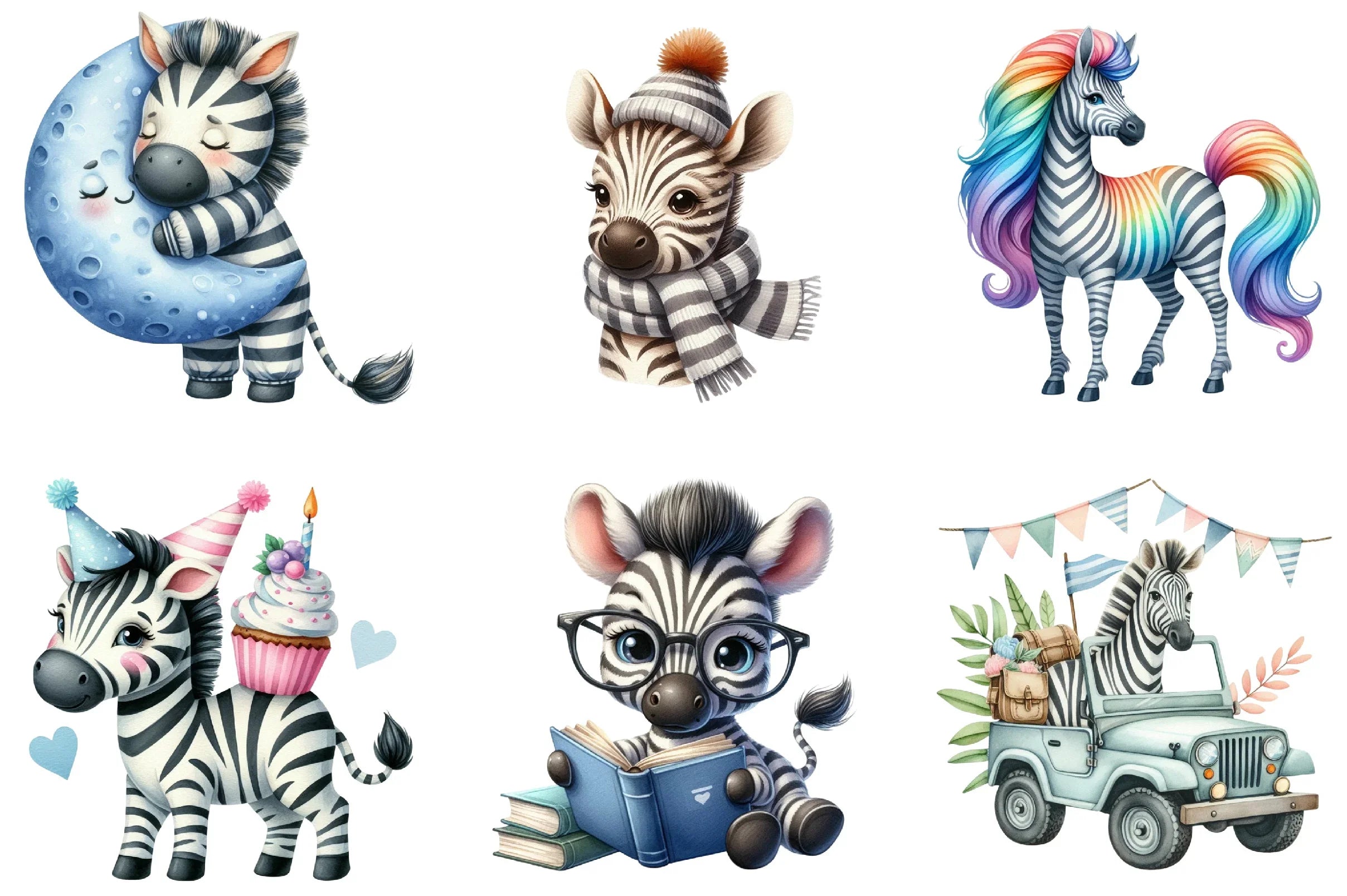 Cute Zebra Clipart Bundle - CraftNest - Digital Crafting and Art