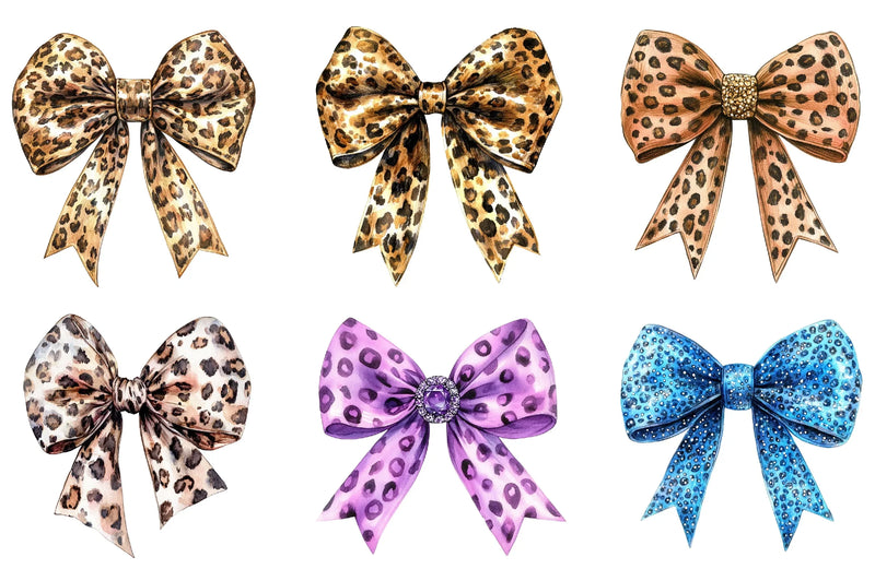 Leopard Glitter Bow Clipart Bundle - CraftNest - Digital Crafting and Art