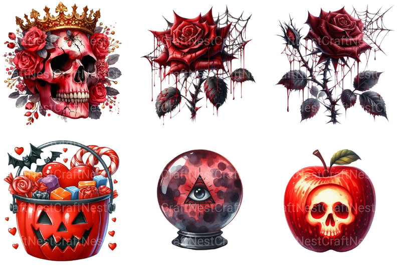 Red Halloween Clipart Bundle - CraftNest - Digital Crafting and Art