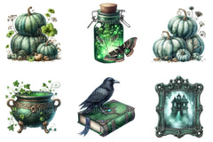 Antique Green Halloween Clipart Bundle 2 - CraftNest - Digital Crafting and Art