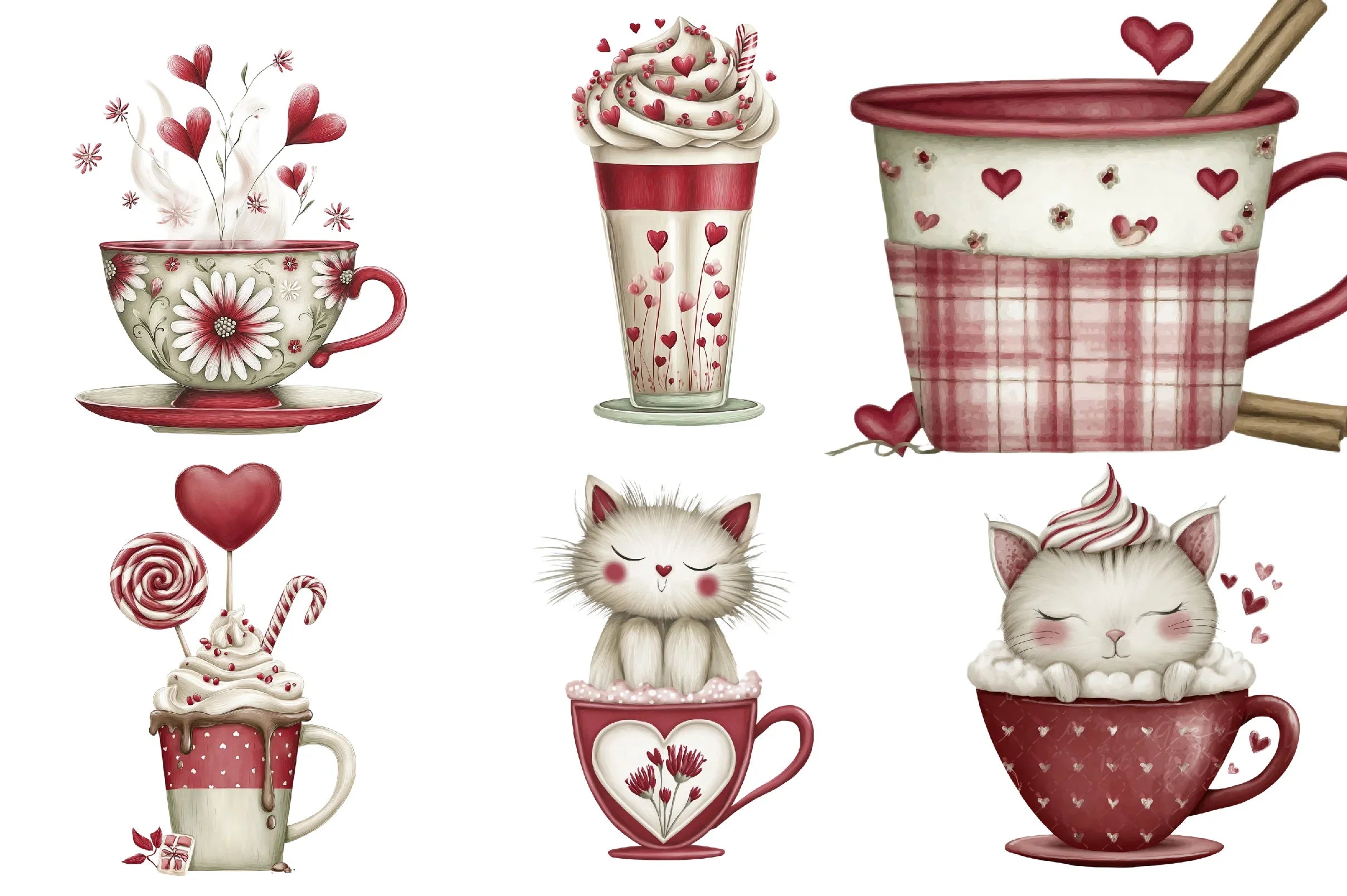 Valentine's Day Coffee Cup Clipart Bundle - CraftNest - Digital Crafting and Art