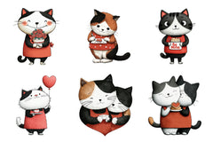 Quirky Valentine Cat Clipart Bundle - CraftNest - Digital Crafting and Art