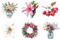 Christmas Flowers Clipart Bundle - CraftNest - Digital Crafting and Art