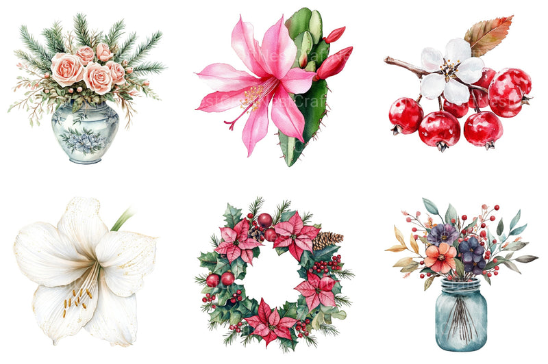 Christmas Flowers Clipart Bundle - CraftNest - Digital Crafting and Art