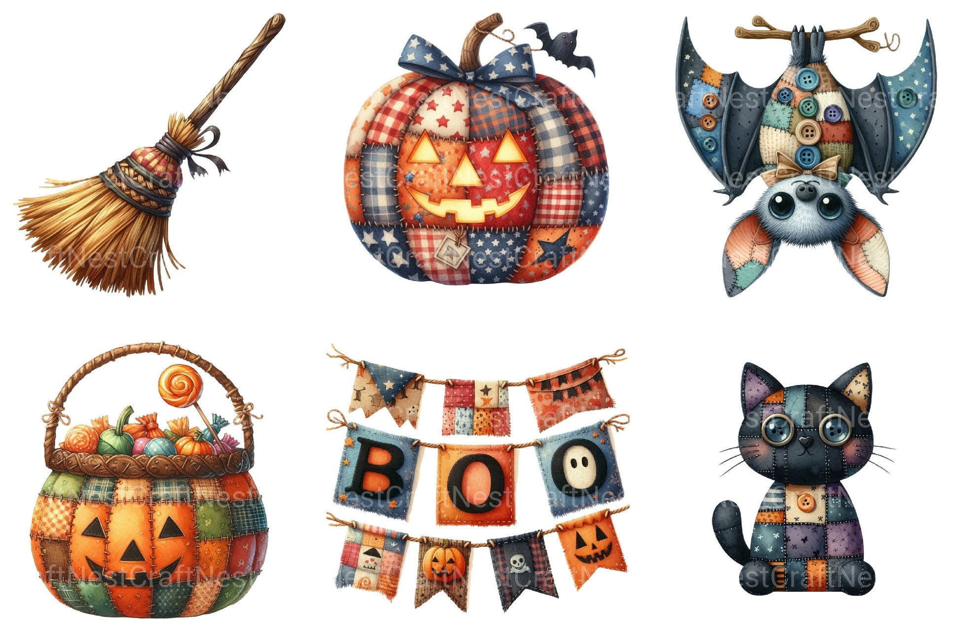 Green & White Halloween Clipart Bundle 2 - CraftNest - Digital Crafting and Art