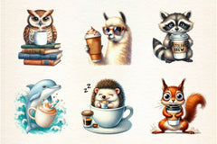 Funny Coffee Animals Clipart Bundle - CraftNest - Digital Crafting and Art