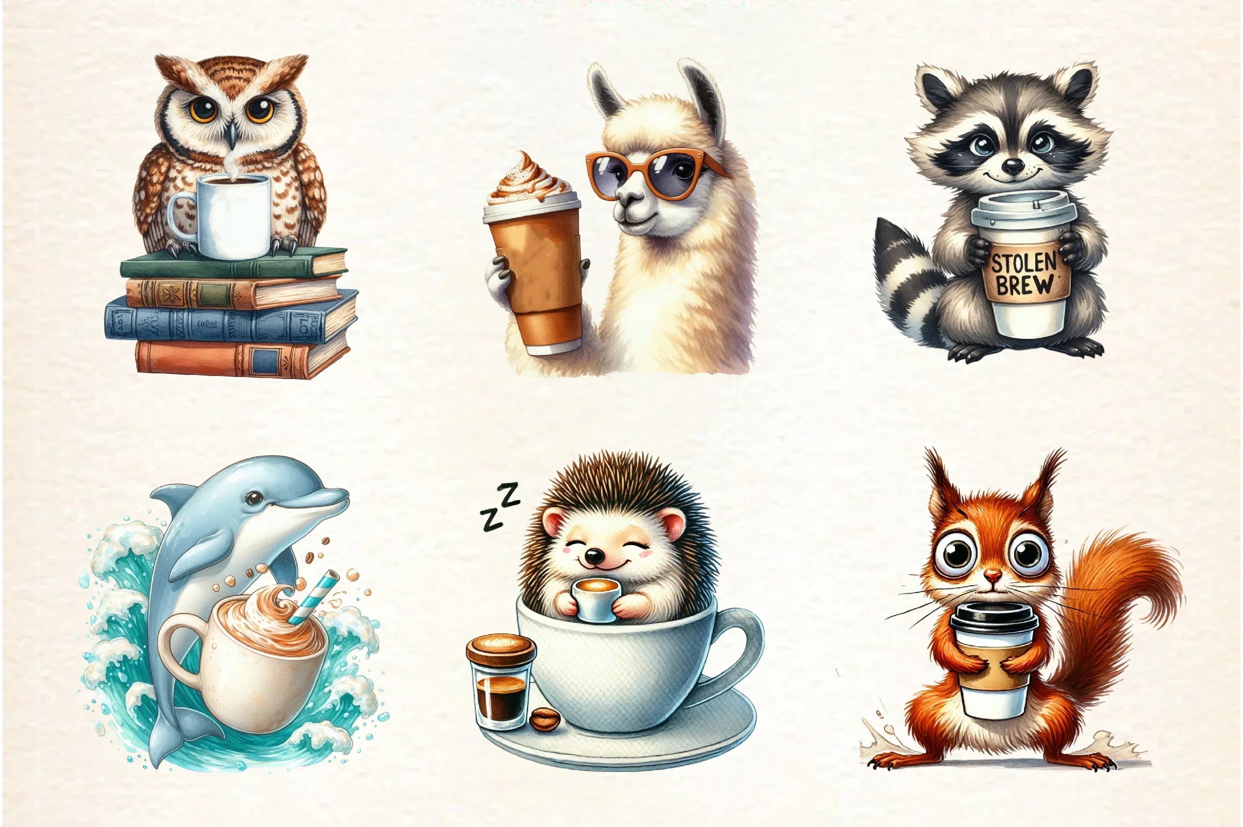 Funny Coffee Animals Clipart Bundle - CraftNest - Digital Crafting and Art