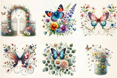 Butterfly Flowers Clipart Bundle - CraftNest - Digital Crafting and Art