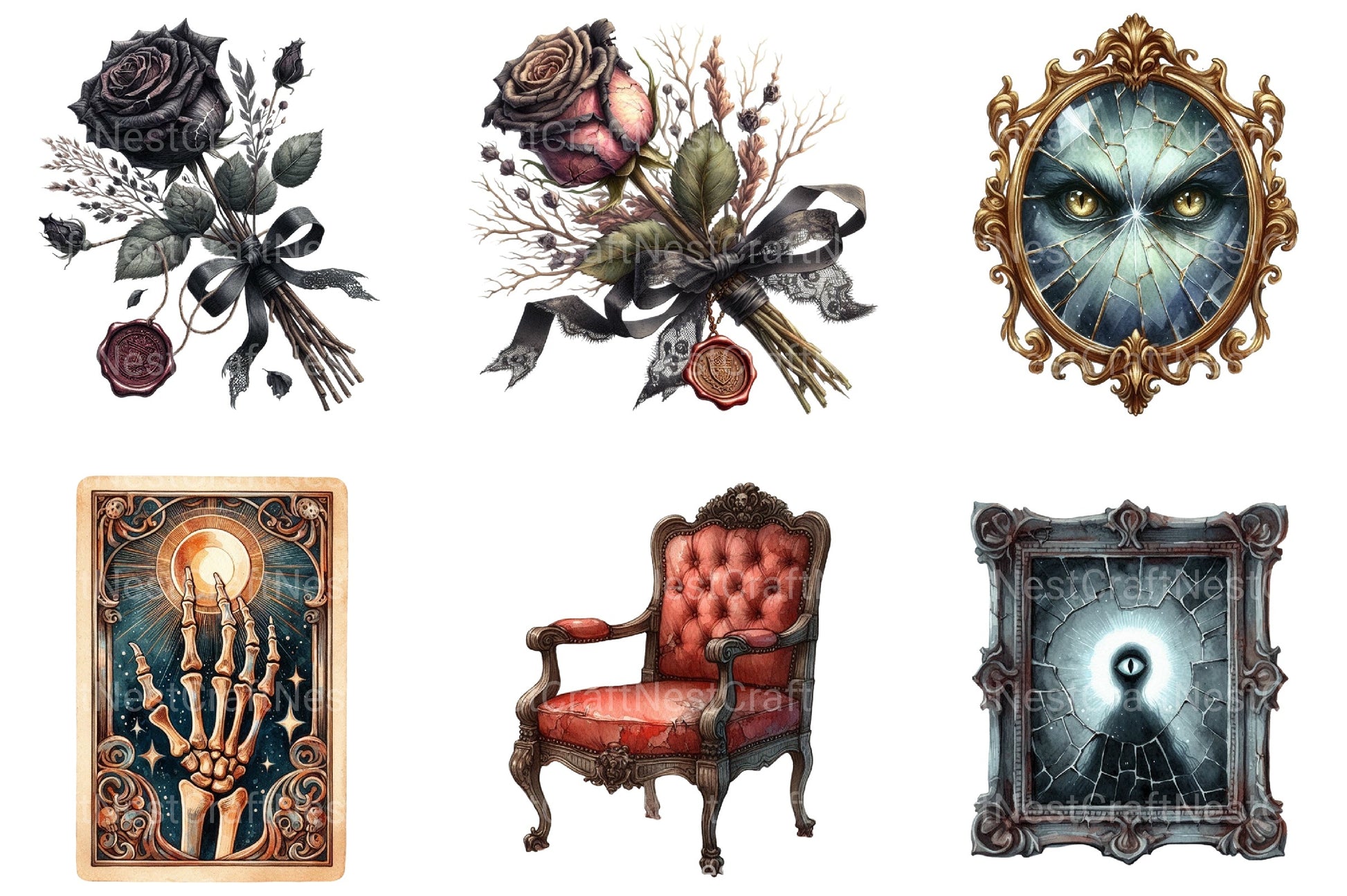 Gothic Antique Halloween Clipart Bundle - CraftNest - Digital Crafting and Art