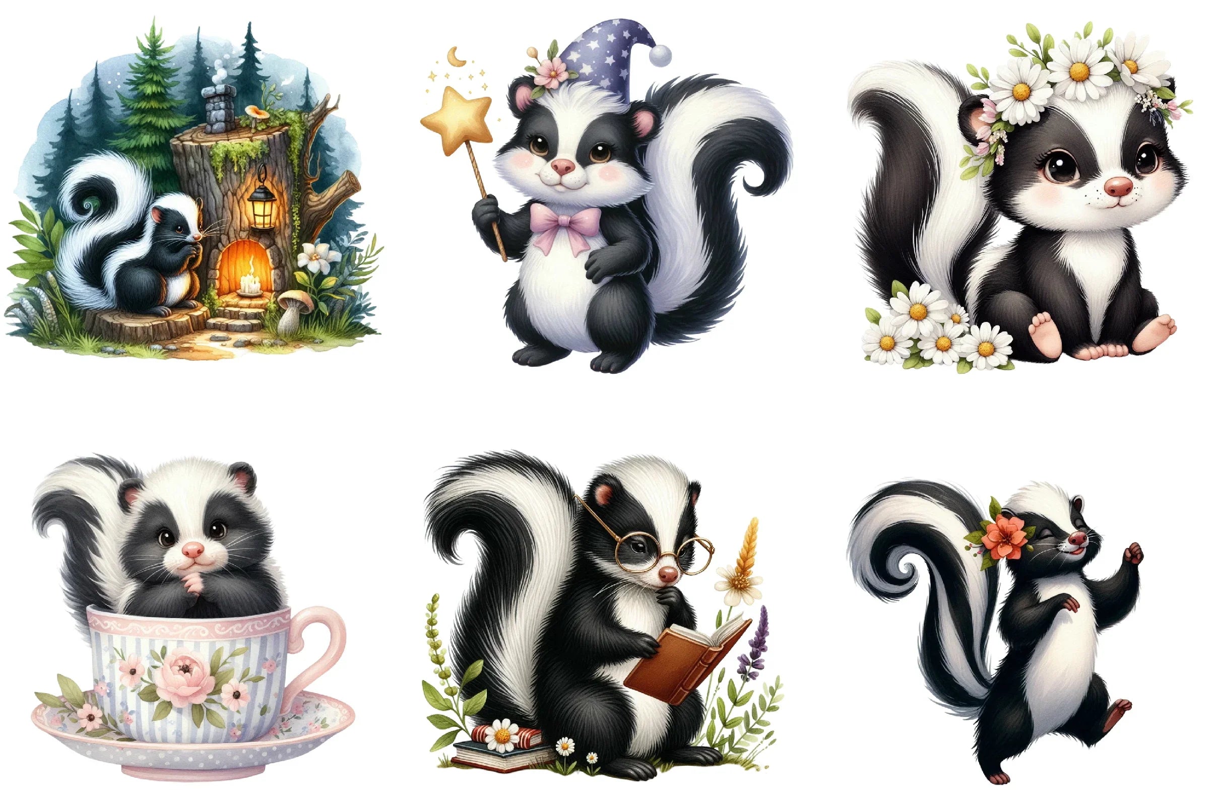 Cute Skunk Clipart Bundle - CraftNest - Digital Crafting and Art