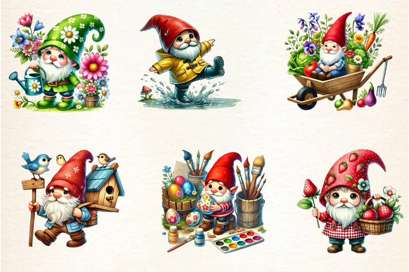 Spring Gnome Clipart Bundle - CraftNest - Digital Crafting and Art