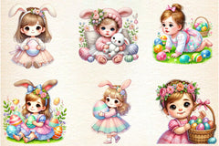 Easter Cute Baby Girls Clipart Bundle - CraftNest - Digital Crafting and Art