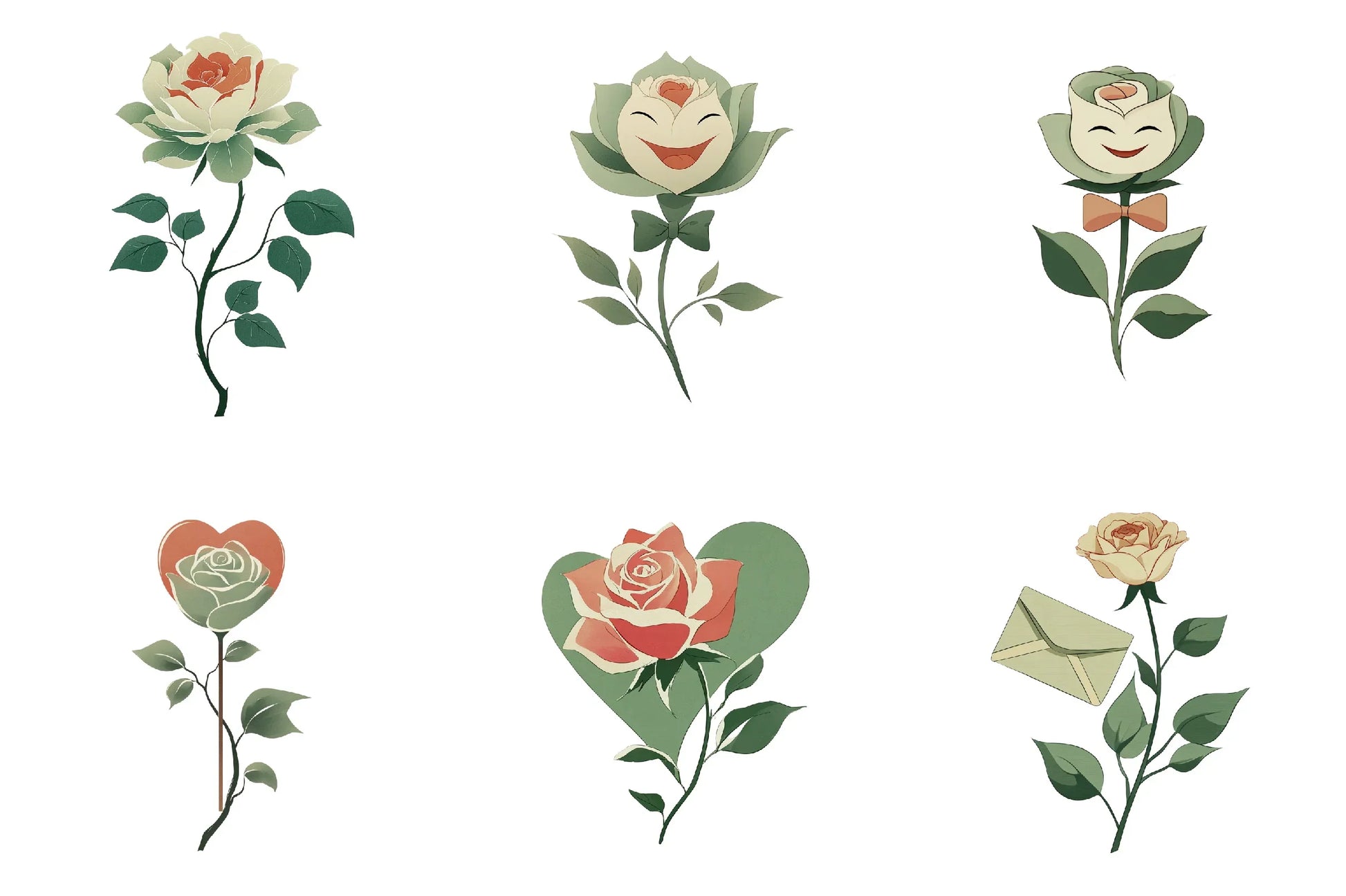 Quirky Valentine Rose Flower Clipart Bundle - CraftNest - Digital Crafting and Art