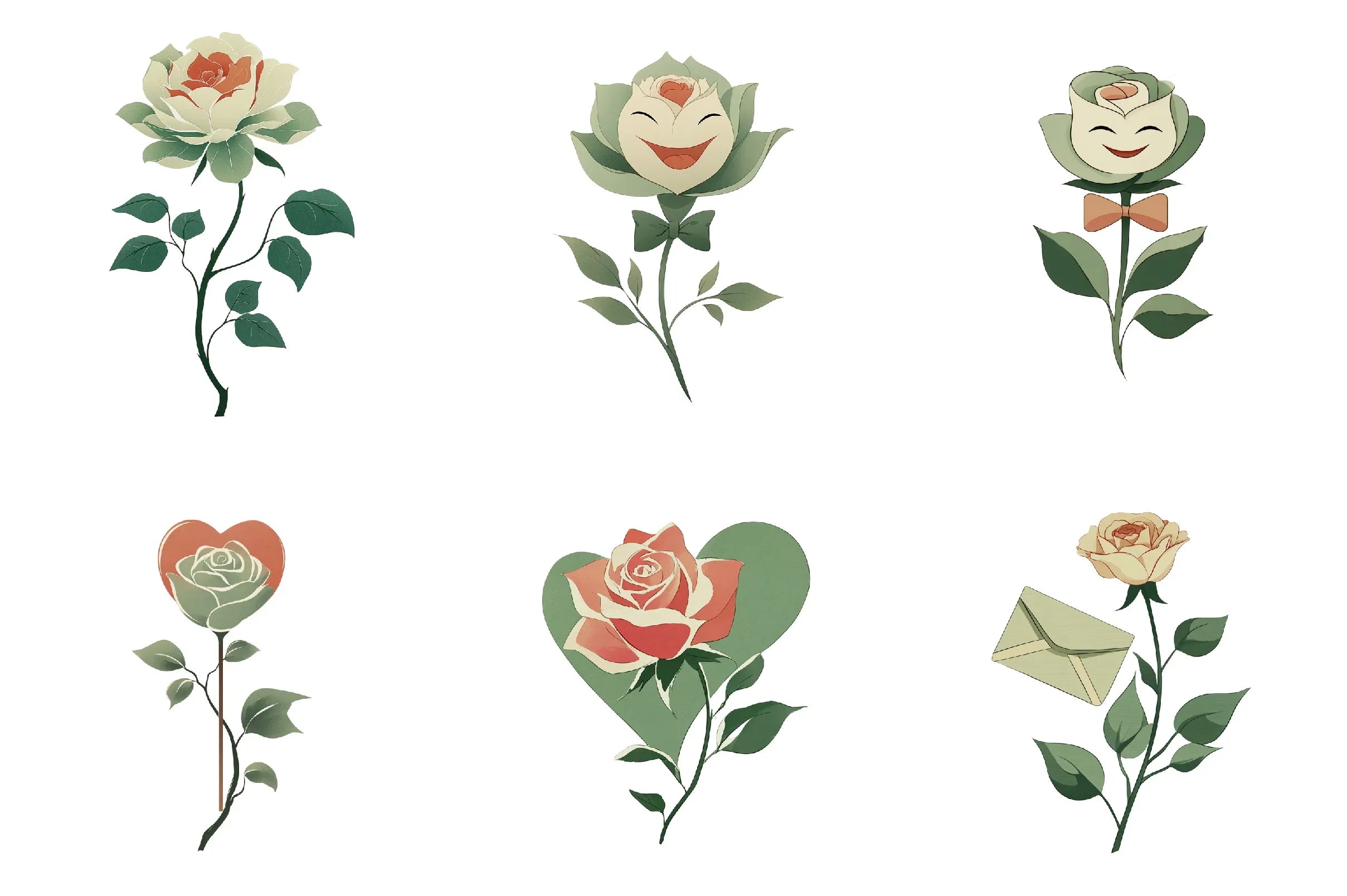 Quirky Valentine Rose Flower Clipart Bundle - CraftNest - Digital Crafting and Art