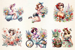 Spring Pin-Up Girl Clipart Bundle - CraftNest - Digital Crafting and Art