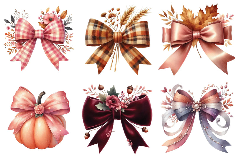 Autumn Coquette Bows Clipart Bundle - CraftNest - Digital Crafting and Art