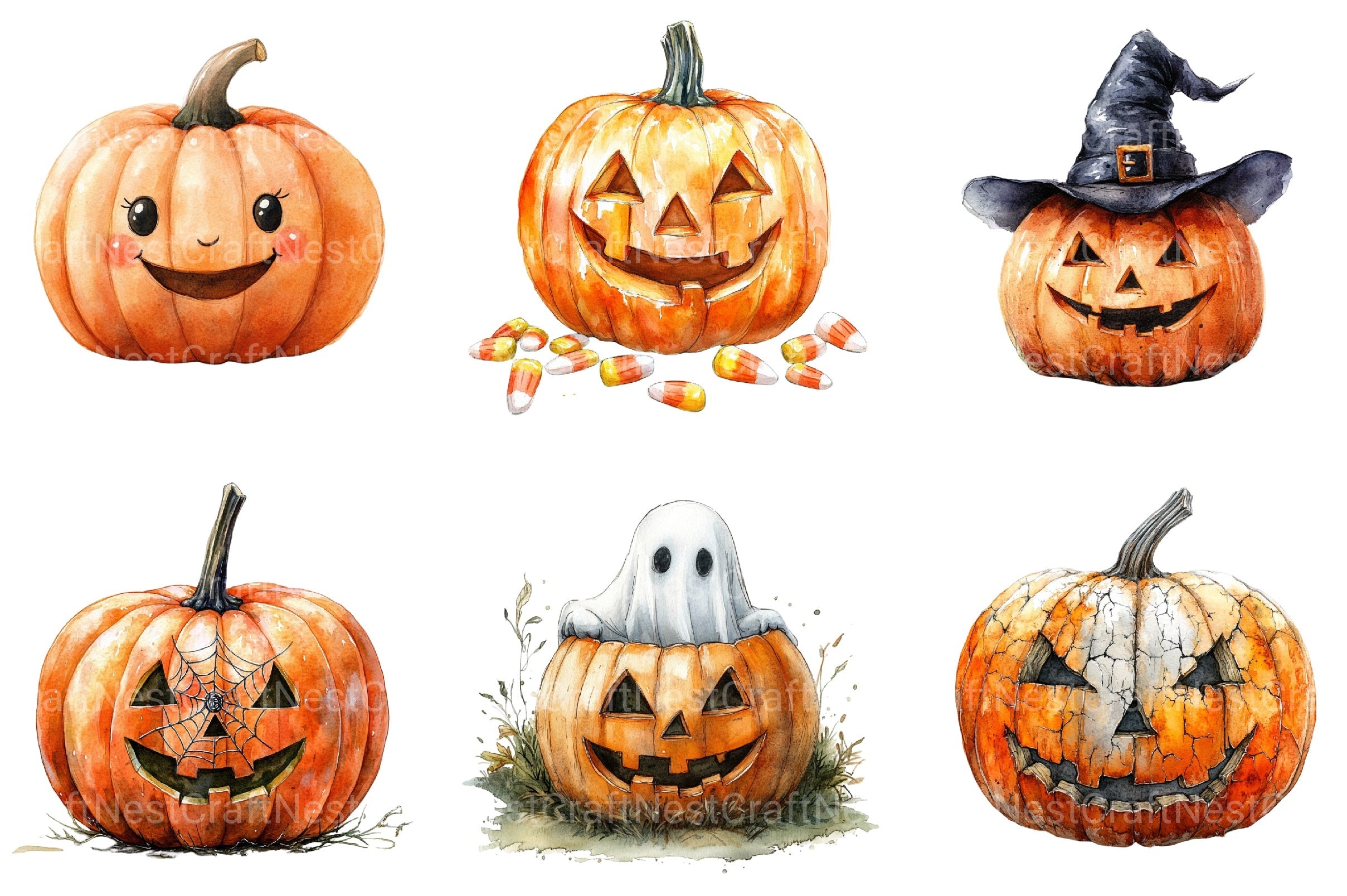 Halloween Pumpkin Clipart Bundle 1 - CraftNest - Digital Crafting and Art