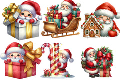 Christmas Peeking Santa Clipart Bundle 13 - CraftNest - Digital Crafting and Art