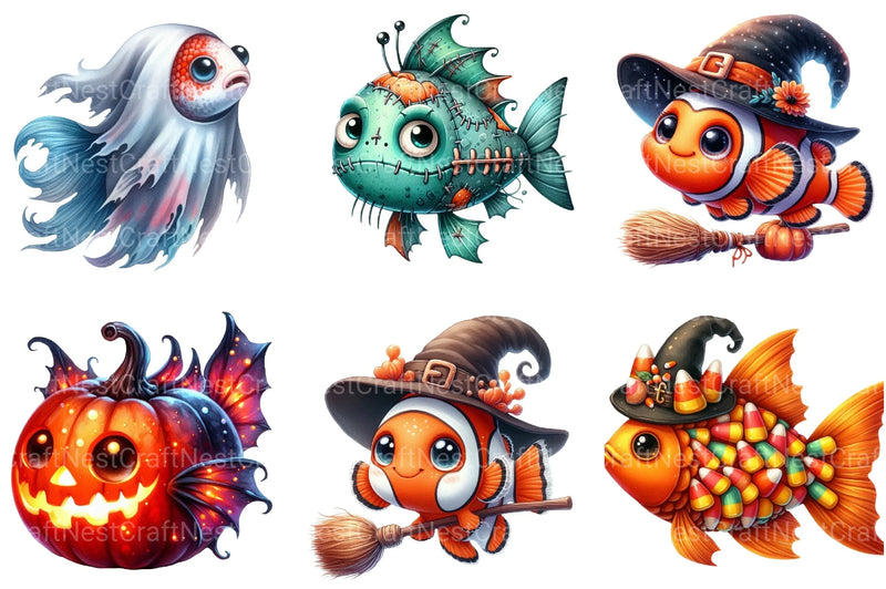 Cute Halloween Fish Clipart Bundle - CraftNest - Digital Crafting and Art