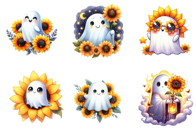 Sunflower Star Ghost Halloween Clipart Bundle - CraftNest - Digital Crafting and Art