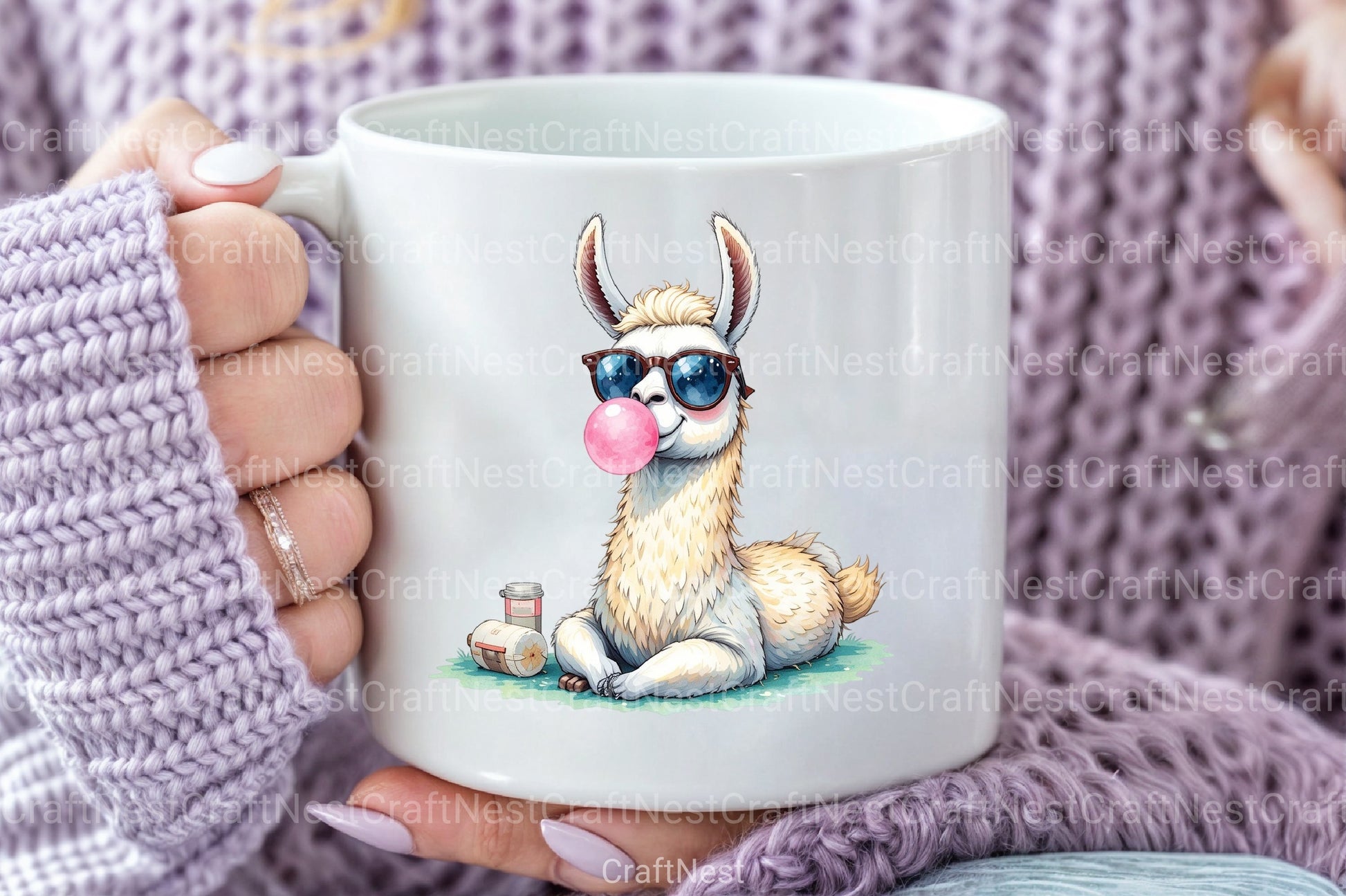 Funny Llama and Bubble Gum Clipart Bundle - CraftNest - Digital Crafting and Art