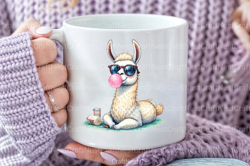 Funny Llama and Bubble Gum Clipart Bundle - CraftNest - Digital Crafting and Art