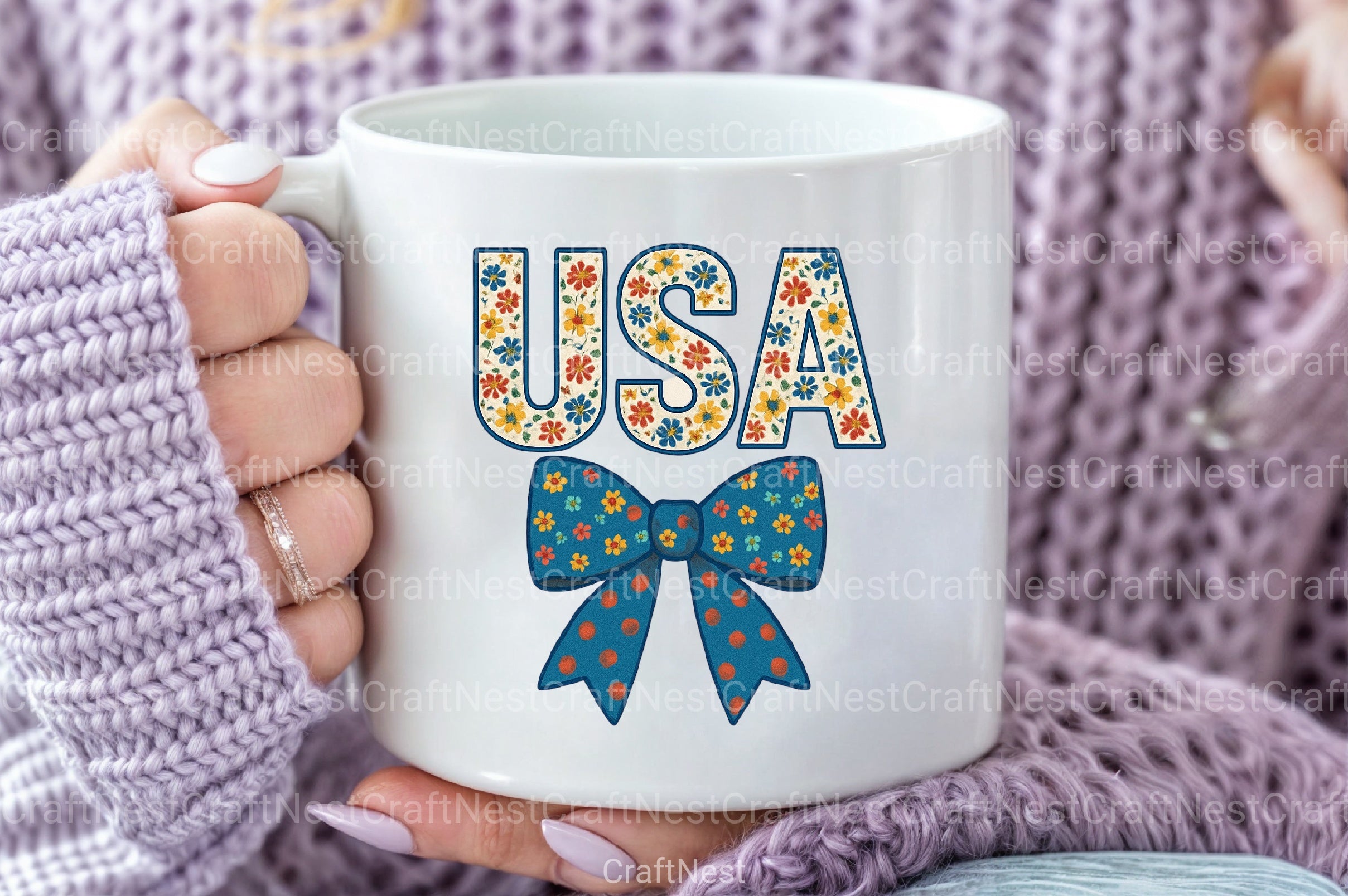 USA 4th of July Coquette Bow Flowers Clipart Bundle - CraftNest - Digital Crafting and Art