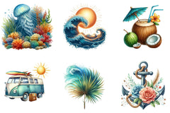 Summer Coastal Clipart Bundle - CraftNest - Digital Crafting and Art